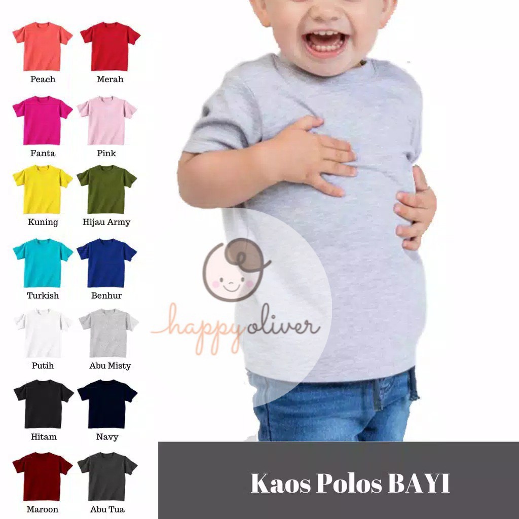 PROMO 10.10 HappyOliver KAOS POLOS ANAK ADEM NYAMAN BAHAN KATUN COMBED 30S KAOS ANAK MURAH 1-4 TAHUN