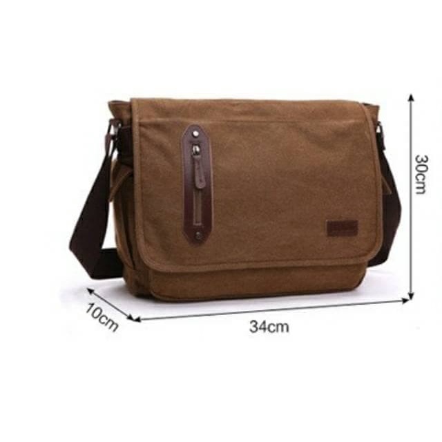 Coklat Import - Tas Selempang Kanvas Tas Laptop 8802 Coklat Tas Pria Tas Import