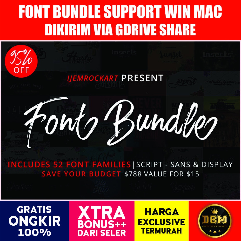 52 Font Bundle Premium