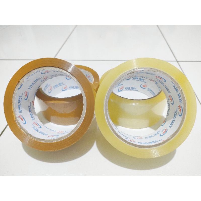 STAR TAPE LAKBAN BENING &amp; COKLAT 45x90YARD(1BOK ISI 72 ROLL)