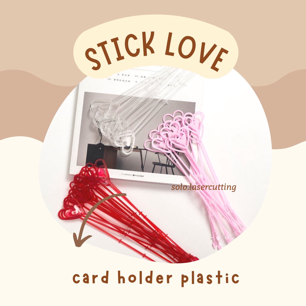

LOVE STICK TRANSPARANT 34CM KARTU PLASTIK BENTUK PERSEGI / LOVE TRANSPARAN ECER PER TANGKAI / PLASTIC STICK CARD HOLDER Stick Kartu Plastik Card Holder Stik Tangkai Hias Dekorasi