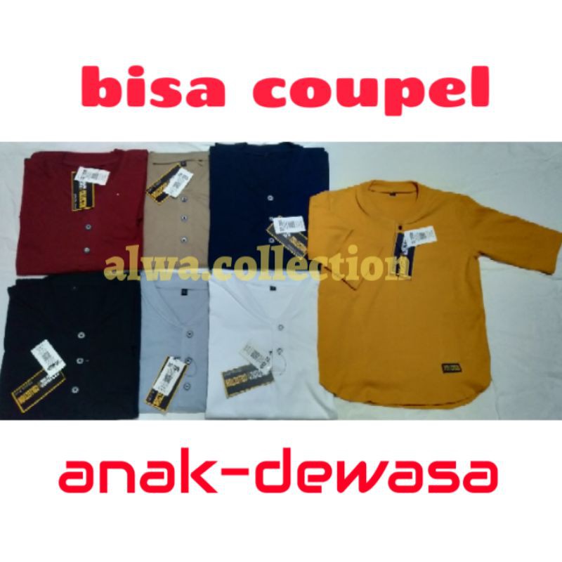 P&amp;A Koko Anak - Dewasa, Kurta Bahan Kaos Katun Tebal 24'S, Lengan 3/4