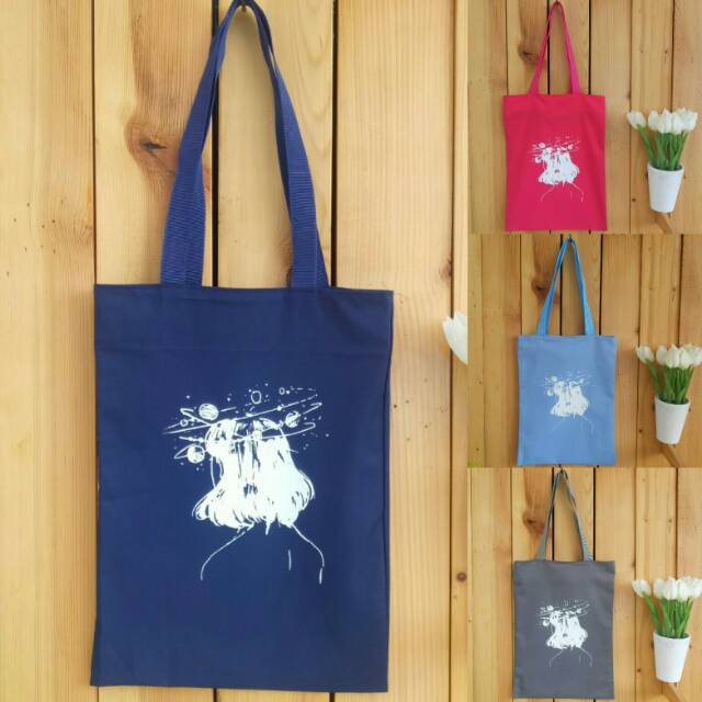 TOTEBAG WANITA GALAXY (BISA COD) ADA RESLETING bahan drill halus