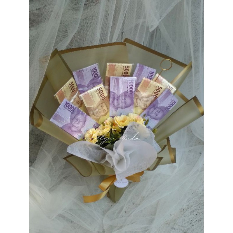 buket uang, buket bunga kering uang, buket bunga