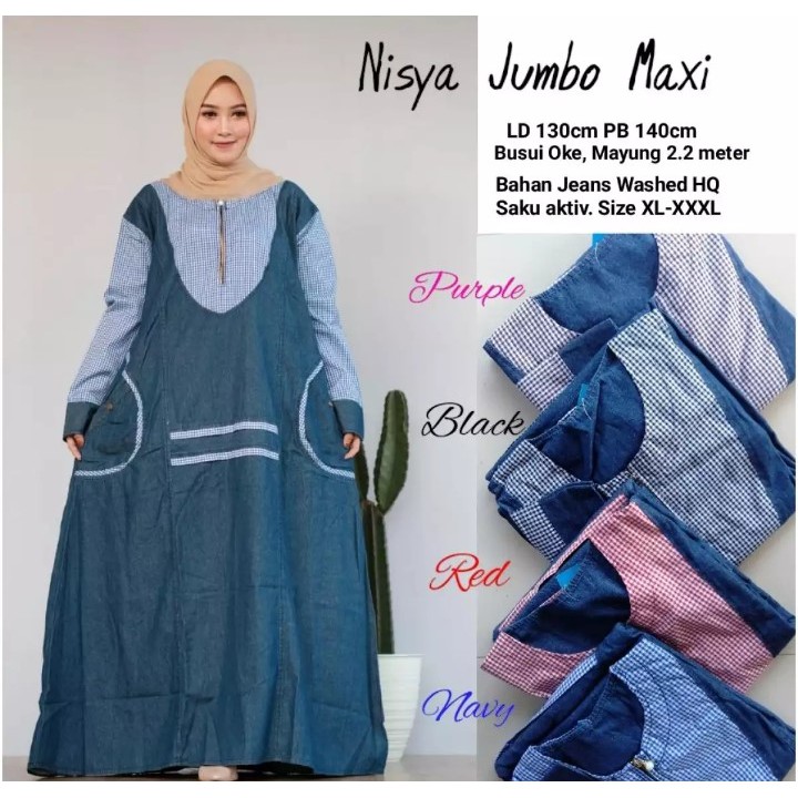 GAMIS JEANS JUMBO LD130CM ZIPPER DEPAN