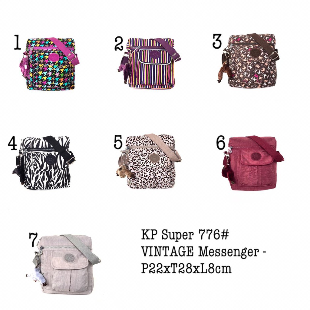 Tas Kipling Selempang Kecil Vintage Vertikal 776 Messenger Cowok Cewek Laki Perempuan Awet Import