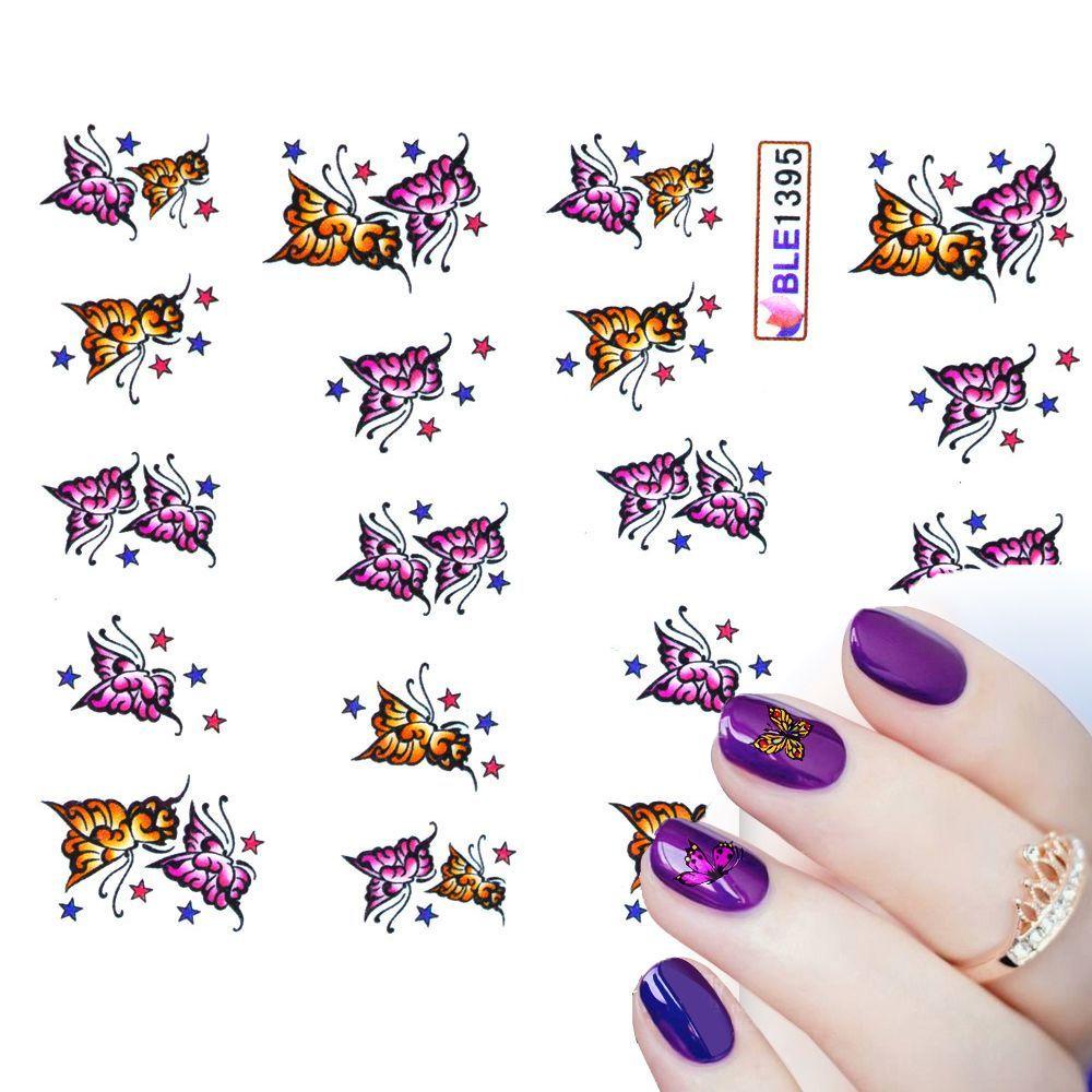 Agustina Nail Art 3D Full Wrap 30lembar Air Decals DIY Colorful Fashion Transfer Butterfly