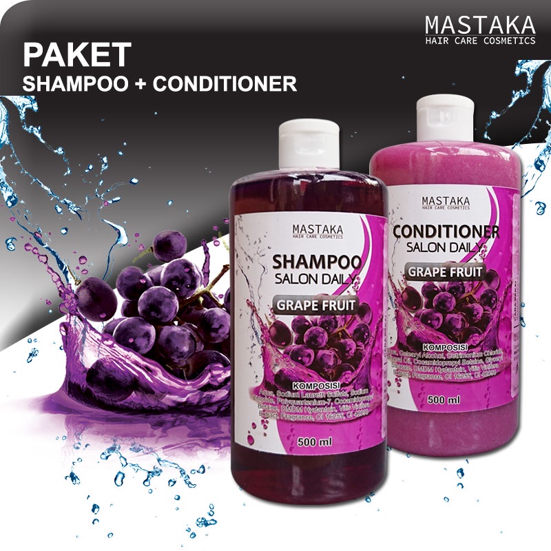 MASTAKA Shampoo &amp; Conditioner Salon Daily PAKET GRAPE FRUIT UNTUK MELEBATKAN RAMBUT