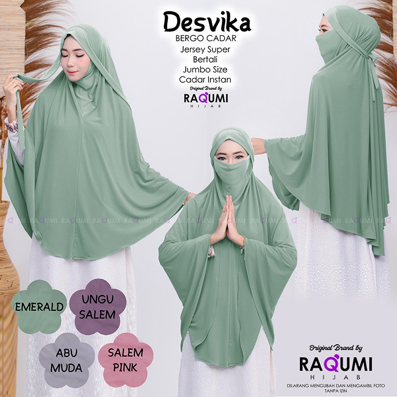 (GROSIR TERMURAH ORIGINAL) JILBAB DESVIKA BERGO CADAR jersey super bertali cadar instan