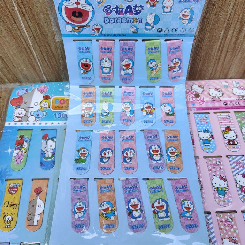 ( Isi 20 pcs ) Pembatas Buku / Kertas Bookmark Hologram Karakter Lucu