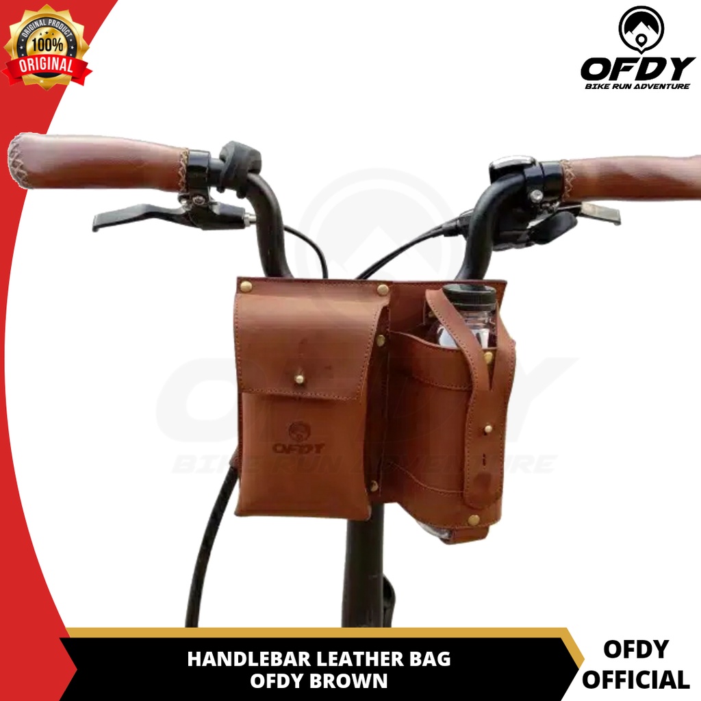 Ofdy Handlebar Leather Bag Tas Stang Sepeda Lipat Material Kulit Premium Original