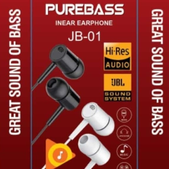 Headset Pure Bass | Headset Branded JB01 | Handsfree Bass OK Suara Bagus