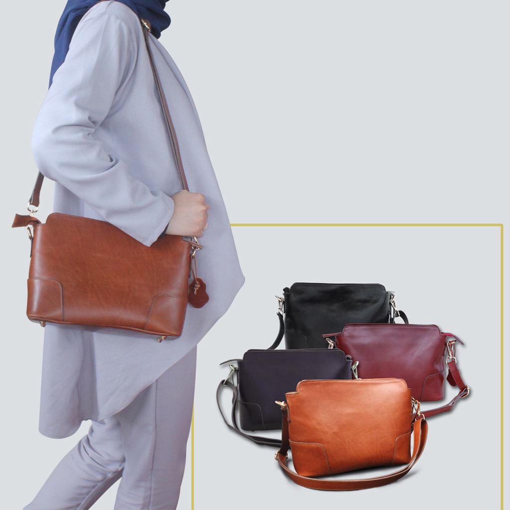 Tas Selempang Kulit Wanita Asli Tas Slempang Wanita Kulit Cewek AL02 Morgante Sling Bag Fungsional KULIT SAPI ASLI ALICE LEATHER GARANSI ORIGINAL