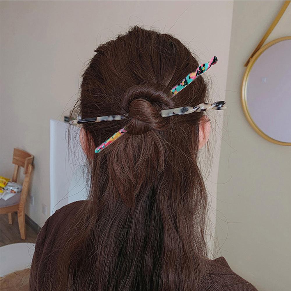 Tongkat Rambut Agustina Isi 1PC Anak Perempuan Motif Marbling Acrylic Korea Aksesoris Rambut