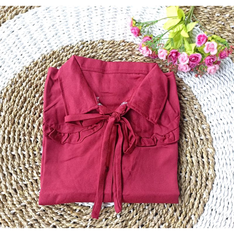 Blouse Wanita/ Atasan Wanita Korean Pita  / Mendy Blus Wanita Polos / Kiko Blouse Crinkle Polos busui tali pita