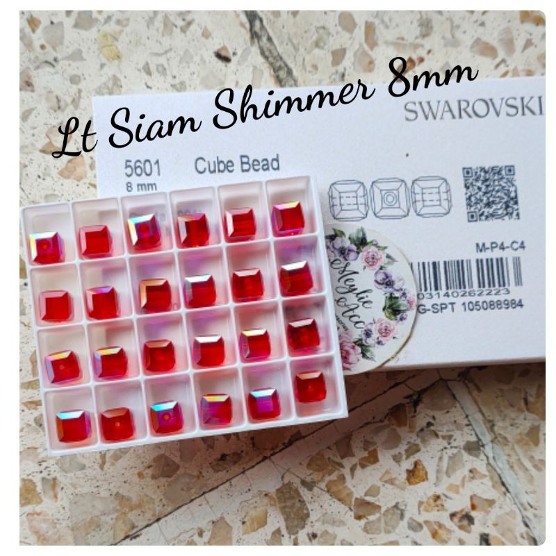 swarovski Kubus 8mm warna Shimmer(perbutir)