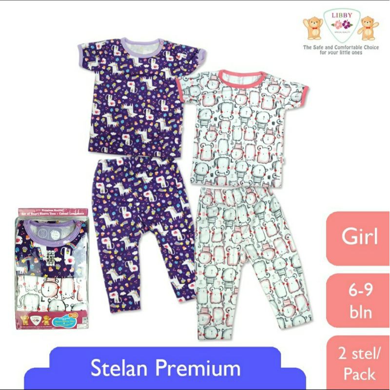 Libby Premium Setelan Oblong Pendek Celana Panjang umur 6 sd 9 bln