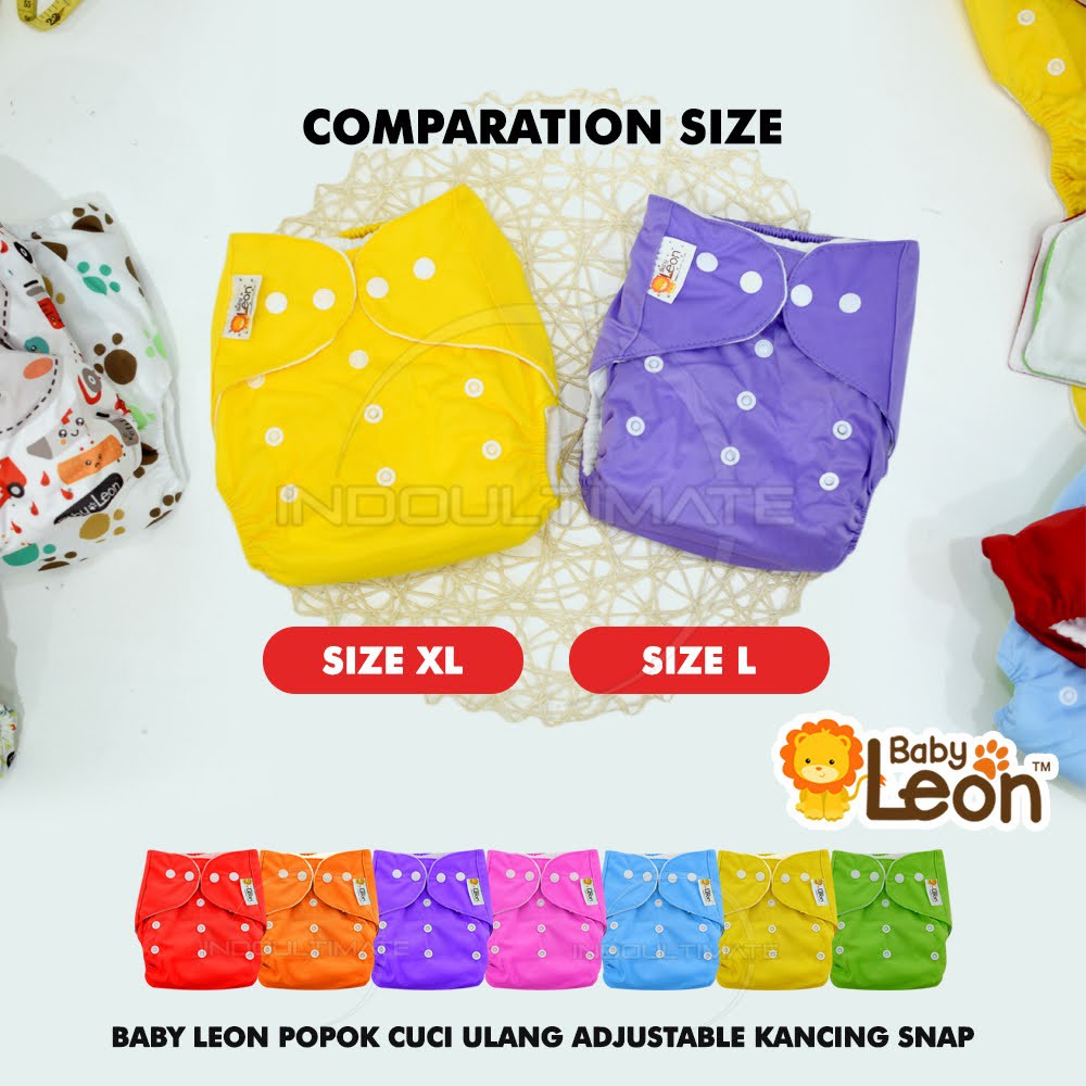 BABY LEON Popok Bayi Size XL 1pcs BY-72 FREE INSERT Clodi Kain Cuci Ulang Newborn