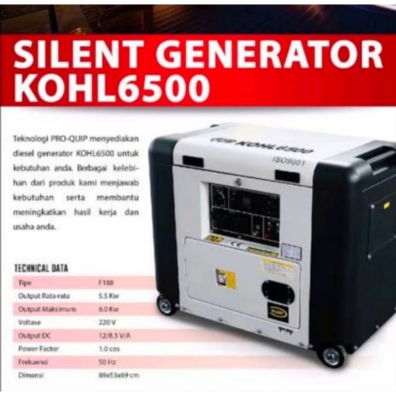 Genset Diesel Solar 5000 Watt Silent Proquip KOHL6500