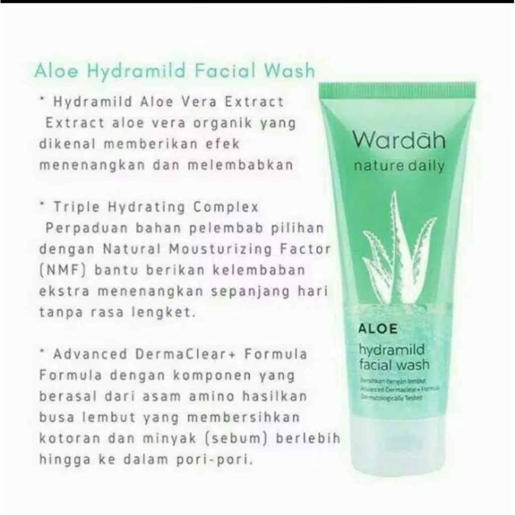 ❣️Rakkistore99❣️Wardah Nature Daily Aloe Hydramild Facial Wash 60ml (100% Original)