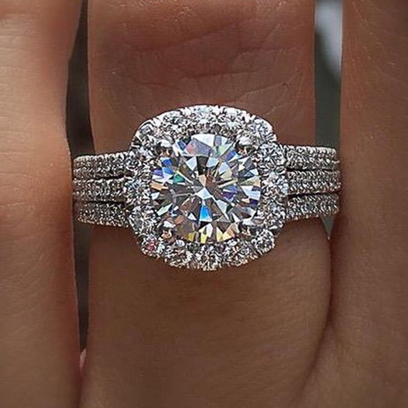 Cincin Wanita Hias Cubic Zirconia Gaya Trendymewah Untuk Pertunanganpernikahanpesta