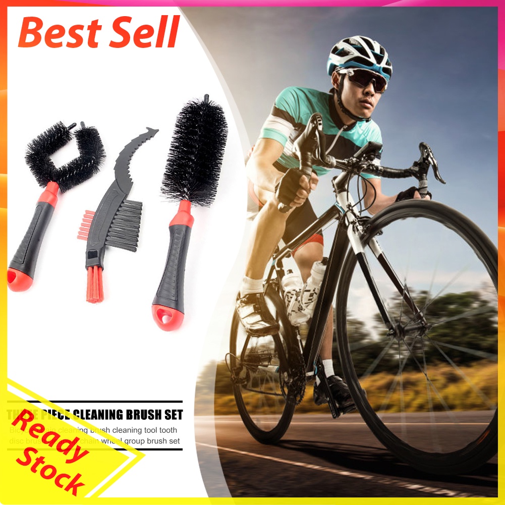 3pcs Bike Motorcycle Chain Cleaner Tire Wheel Brushes Cleaning Tool Sets