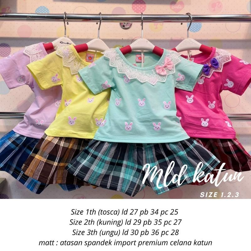 setelan MLD kids katun size 1.2.3 / setelan pendek anak perempuan usia 1-3tahun / setelan anak perem