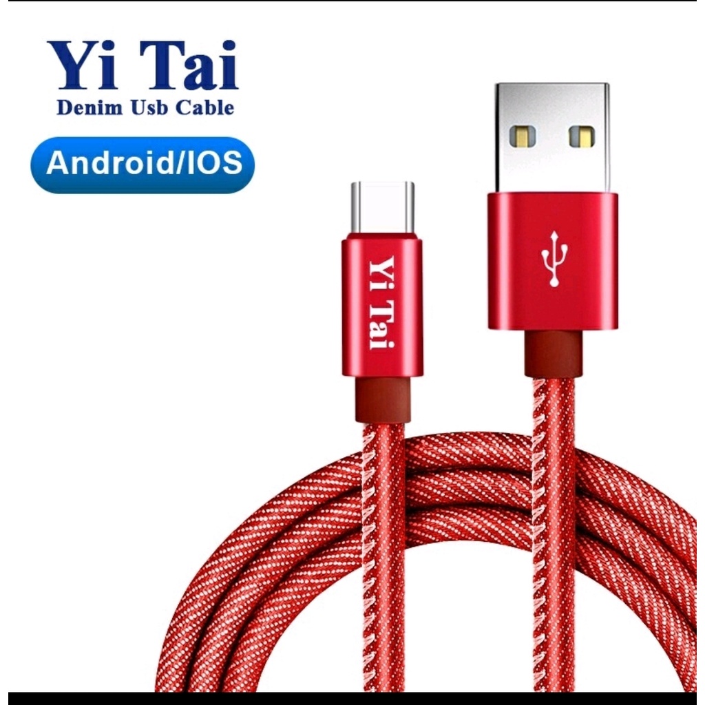 YI TAI KABEL DATA DENIM KABEL DATA YI TAI MICRO ANDROID - TYPE C - IPHONE LIGHTNING 1 METER