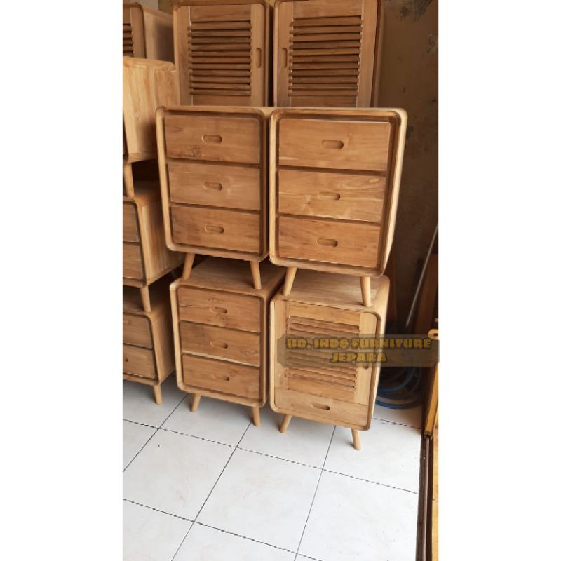 furnitur murah nakas lemari kecil minimalis bahan kayu jati jepara