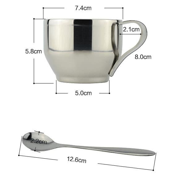 Set Gelas Sendok Piring Kopi Stainless Steel - Silver