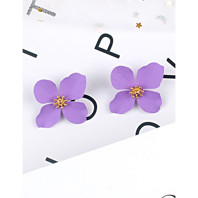 LRC Anting Tusuk  Fashion  Flower Shape Decorated Earrings