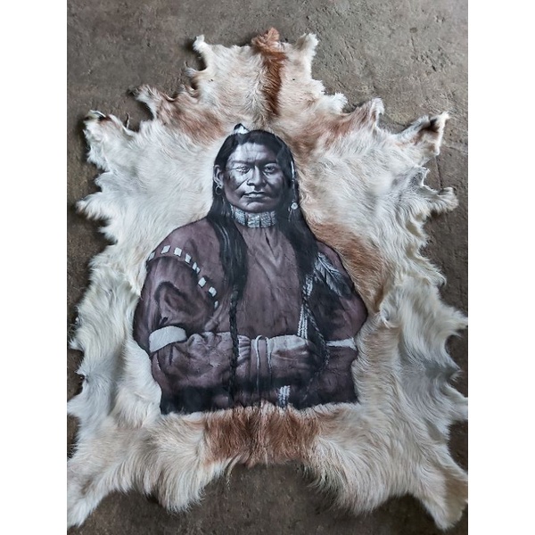 LUKISAN INDIAN KULIT KAMBING ASLI