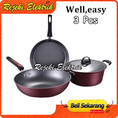 Panci set 3 Pcs Well Easy - Panci Set WHO Serbaguna Anti Lengket