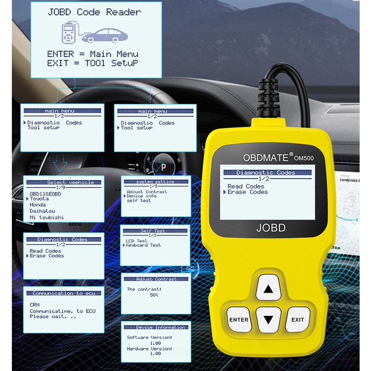 AUTOPHIX OM500 JOBD OBD2 Automotive Scanner Car Erase Fault Code Reader Car Diagnostic Tool