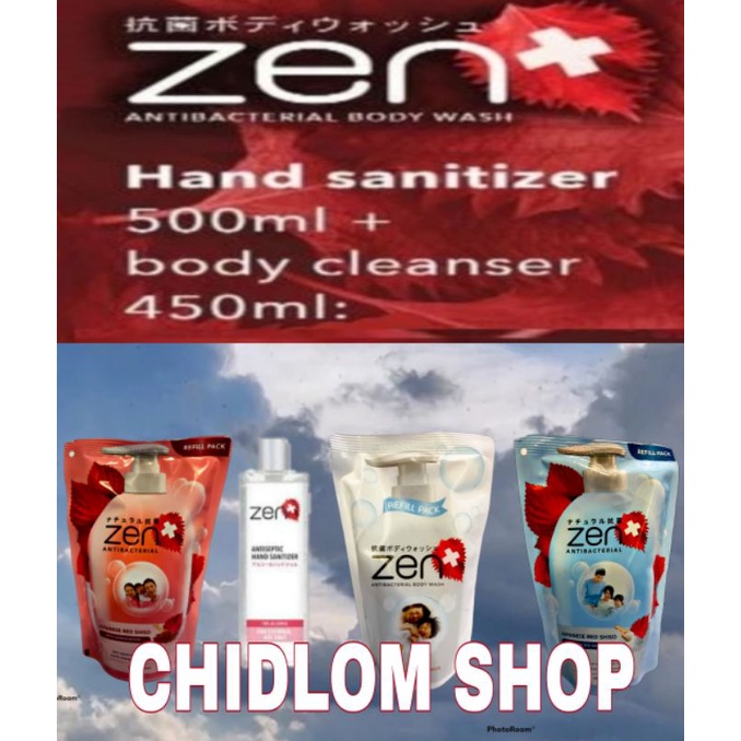 Zen Body Wash Refill 450 ml + Hand Sanitizer 500 mL TURUN HARGA !! Paket Hemat