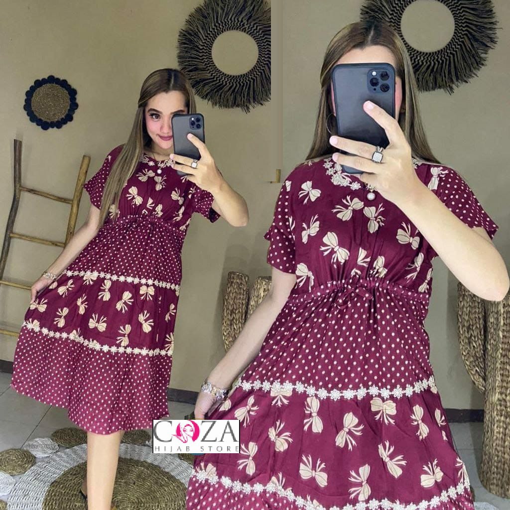 Daster Renda Terbaru Zouzan Serut Depan Busui / Coza Batik