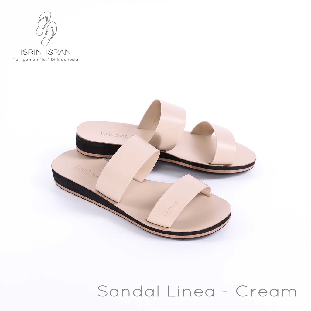( LINEA ) Sandal Wanita Slip On Teplek Tali Nyaman ISRIN ISRAN-Cream