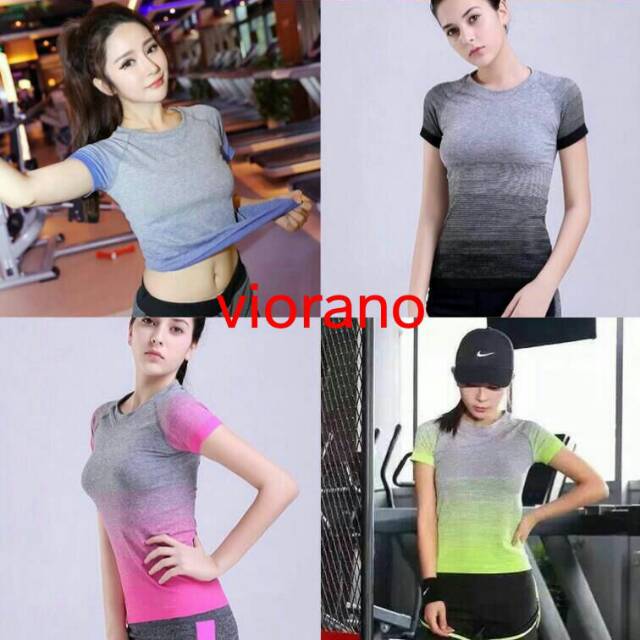 KAOS SPORT SALURTANGAN PENDEK WANITA /TSHIRT GYM