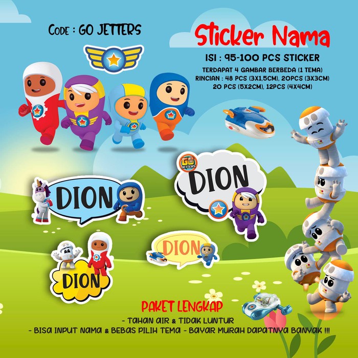 

Sticker / Stiker Label Nama Karakter Tema GO JETTERS