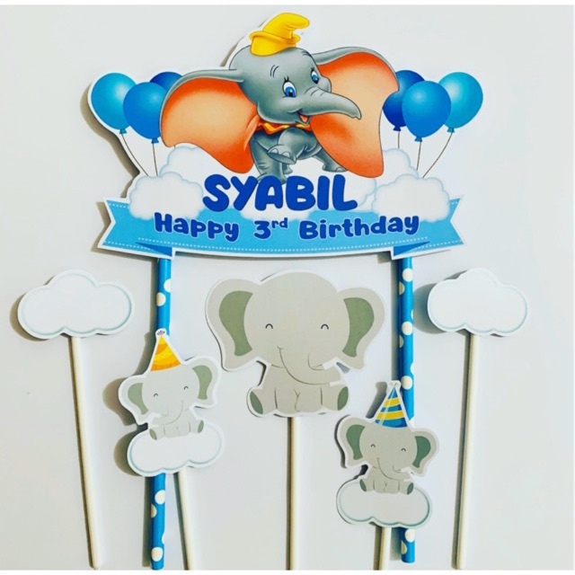 Dumbo Gajah Cute Topper Cake Birthday / Hiasan Kue Ulang Tahun