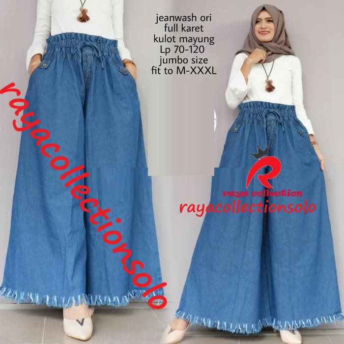 CELANA KULOT RAWIS JEANS JUMBO / KULOT JEANS RAWIS WANITA / KULOT JEANS JUMBO