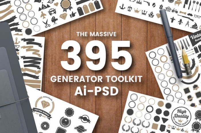 395 Vintage Generator Toolkit - Photoshop &amp; Illustrator