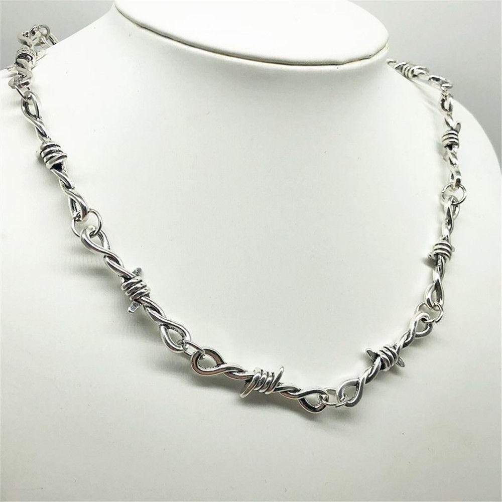 Chookyy Unisex Choker Kalung Gaya Punk Hip-hop Alloy Kawat Berduri Gelang