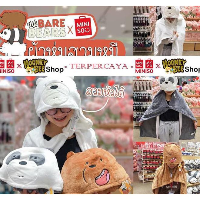 jiro miniso - selimut we bare bears air conditioner we bare bears - putih gdja