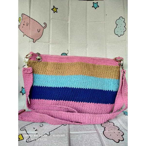 TAS RAJUT TERBARU MODEL MODERN SELEMPANG REMAJA 2022