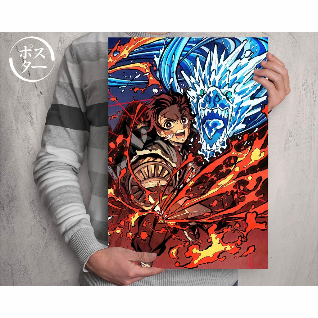 Koleksi Poster Anime Kimetsu no Yaiba - Demon Slayer B - Tanjiro Nezuko Zenitsu Inosuke - Size A3+-Tanjiro C
