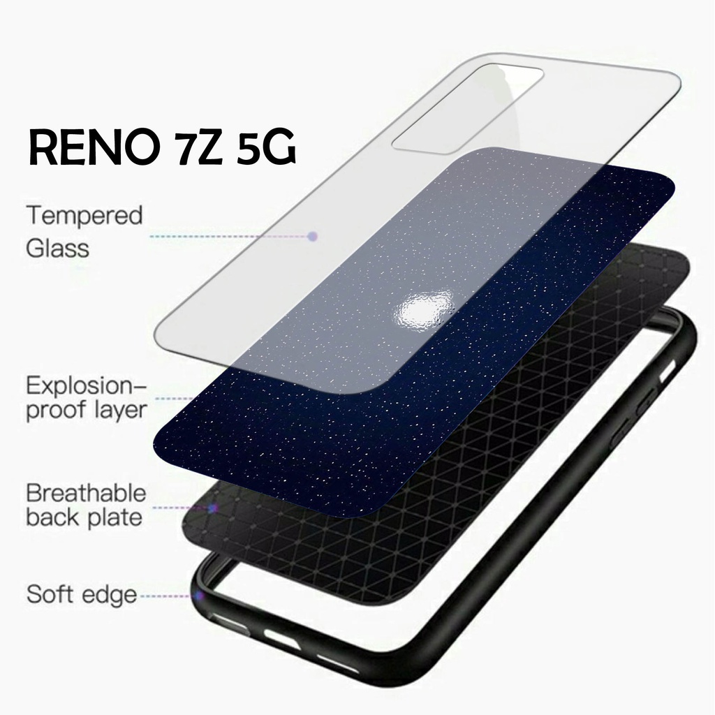 Softcase Glass Kaca LOGO [K08] OPPO RENO 7z 5G - OPPO RENO 7 5G Kamera Protek | Terbaru Casing Handphone-Pelindung Handphone