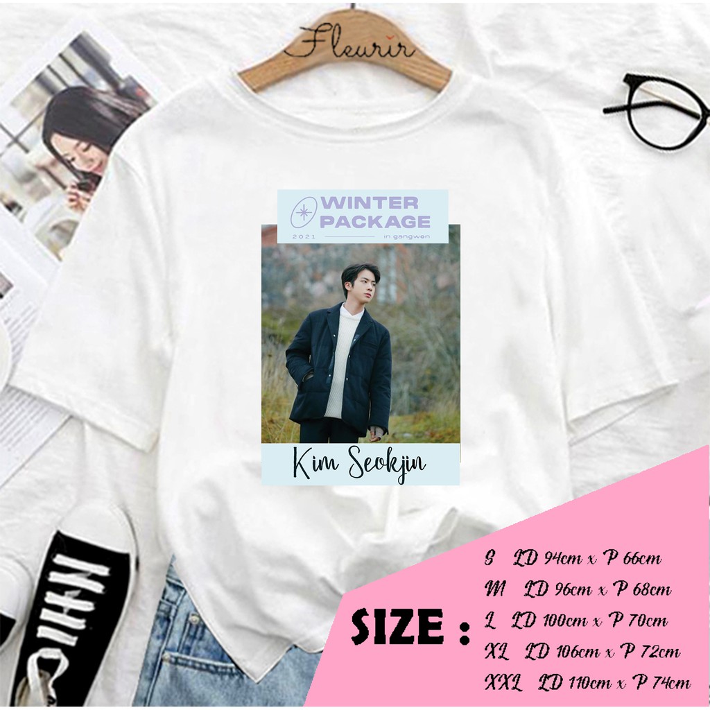 FLEURIR - KAOS SEOKJIN  WINTER PACKAGE WANITA DEWASA LENGAN PENDEK TEE UNISEX OVERSIZE JUMBO