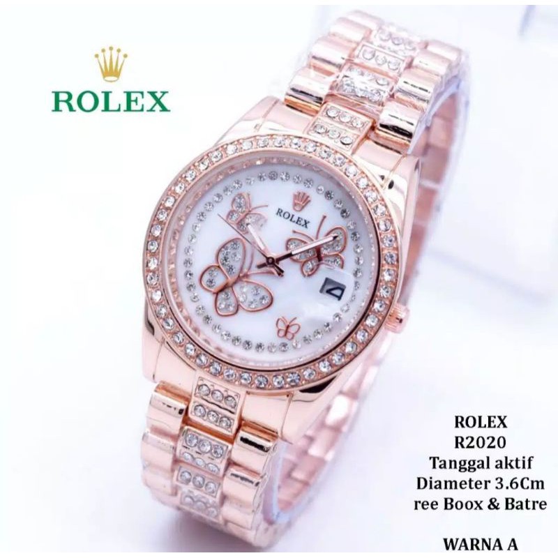 Jam Tangan Wanita/Cewek ROLEX R2020 Tanggal aktif tali rantai