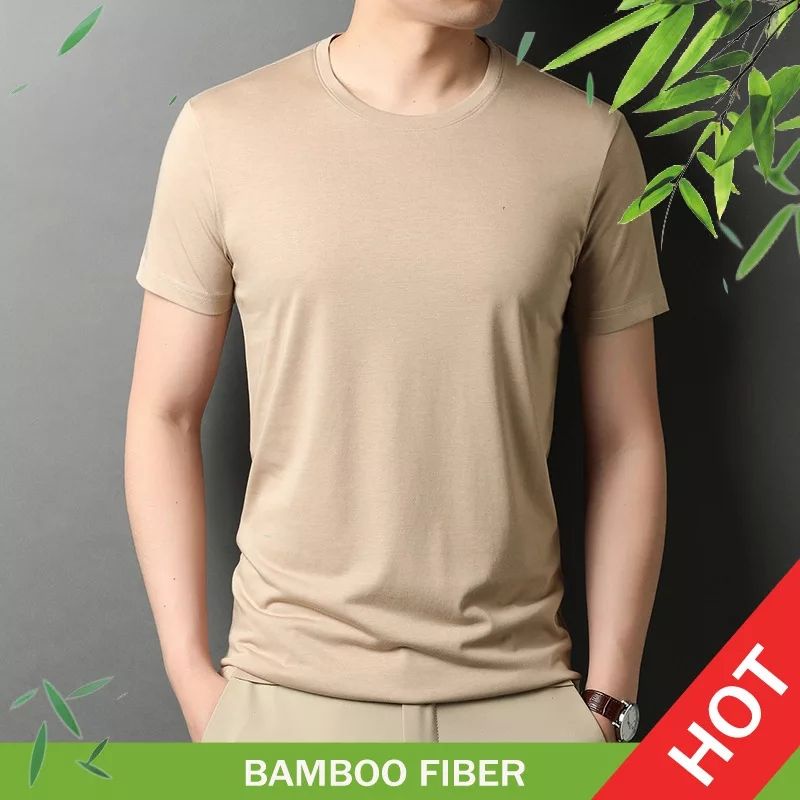 Baju Kaos Pakaian Polos Lengan Pendek Pria Cowok Laki laki-Cream